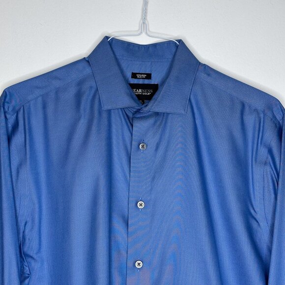 Kenneth Cole Awearness Men's Non-Iron Slim Fit Dress Shirt Blue 16.5 32/33 - Picture 3 of 8